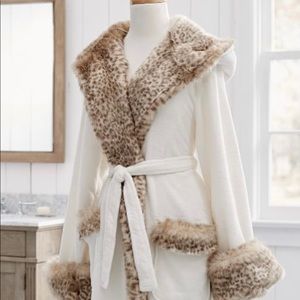 Pottery Barn Faux Fur Hooded Bath Robe